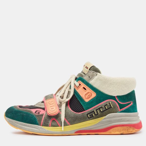 Gucci Multicolor Suede and Mesh Low Top Sneakers Size 44.5 - Picture 1 of 4